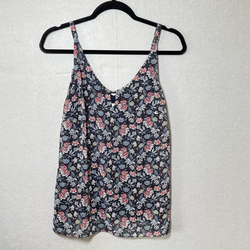 Cabi Navy‎ and Red Lotus Flower Flowy Tank Blouse Sz Small